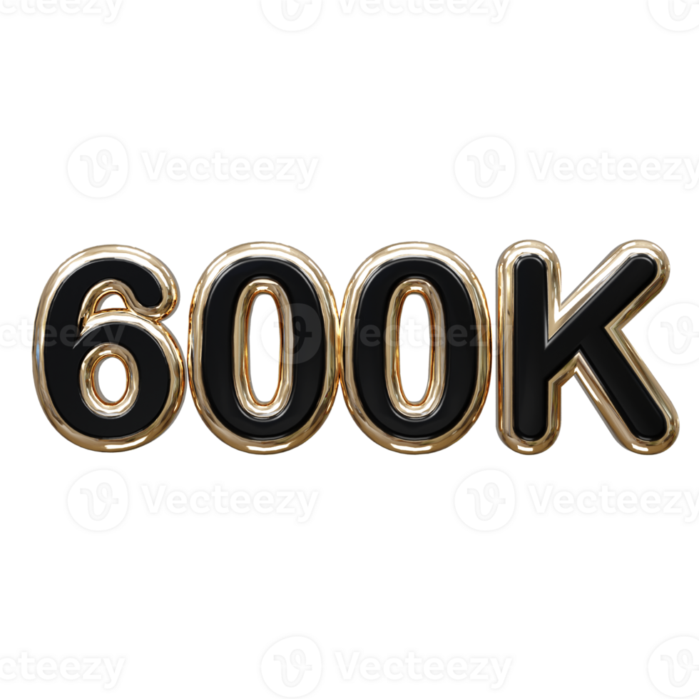 600k text effect 3d rendering illustration element png