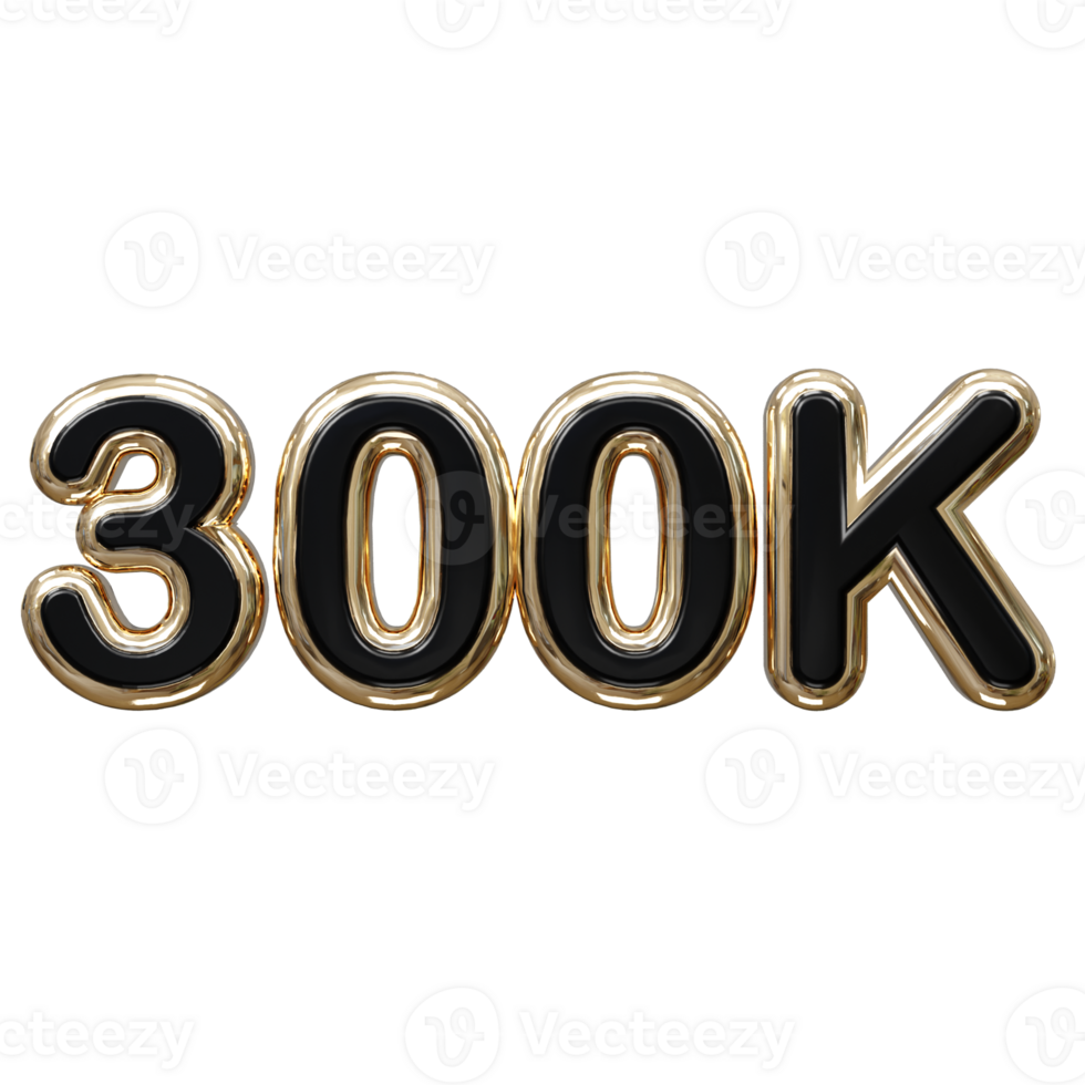 300k text effect 3d rendering illustration element png