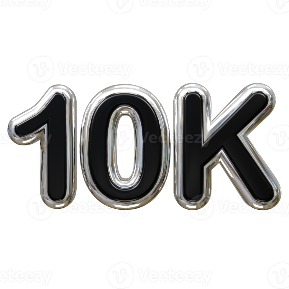 10k text effect 3d rendering illustration element png