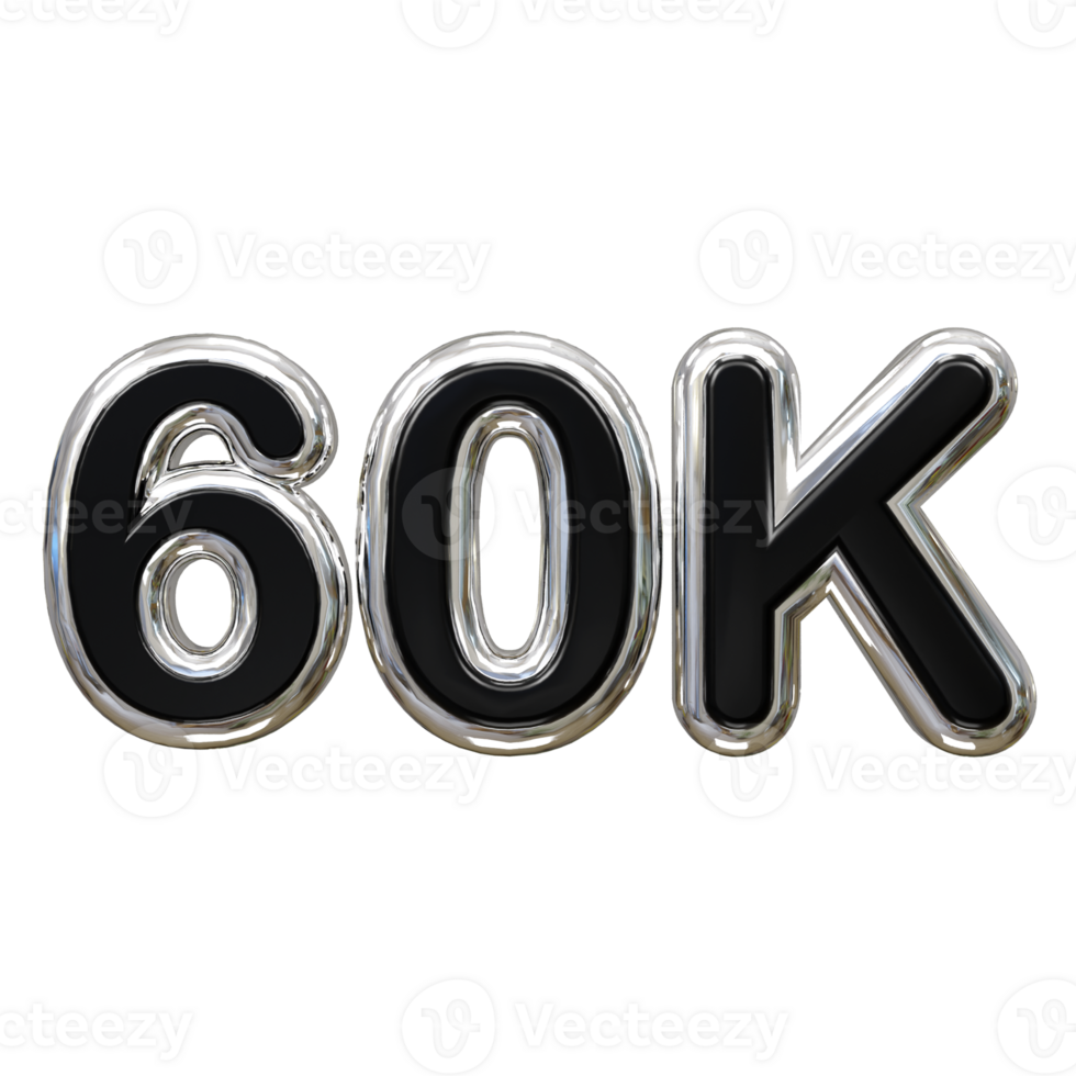 60k text effect 3d rendering illustration element png