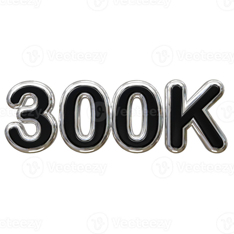 300k text effect 3d rendering illustration element png