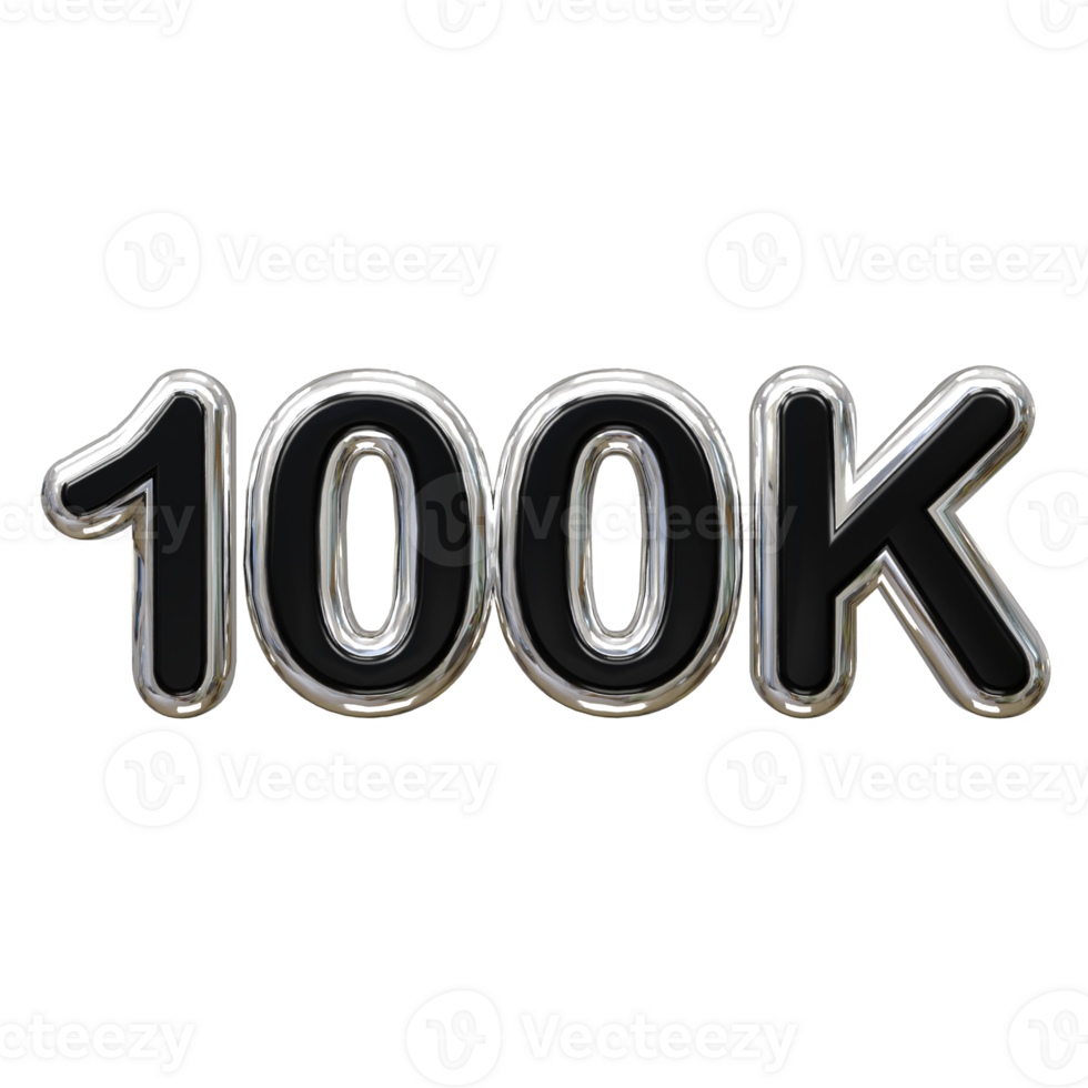 100k text effect 3d rendering illustration element png
