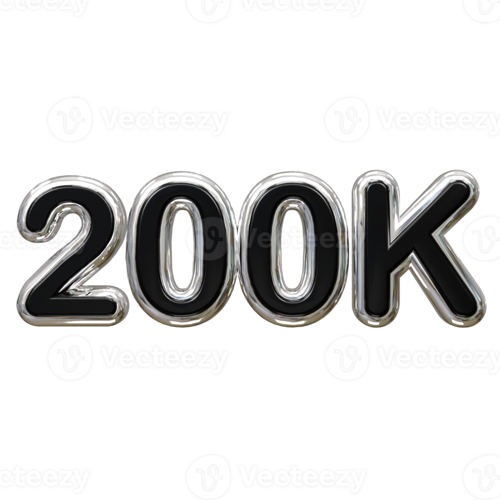200k text effect 3d rendering illustration element png