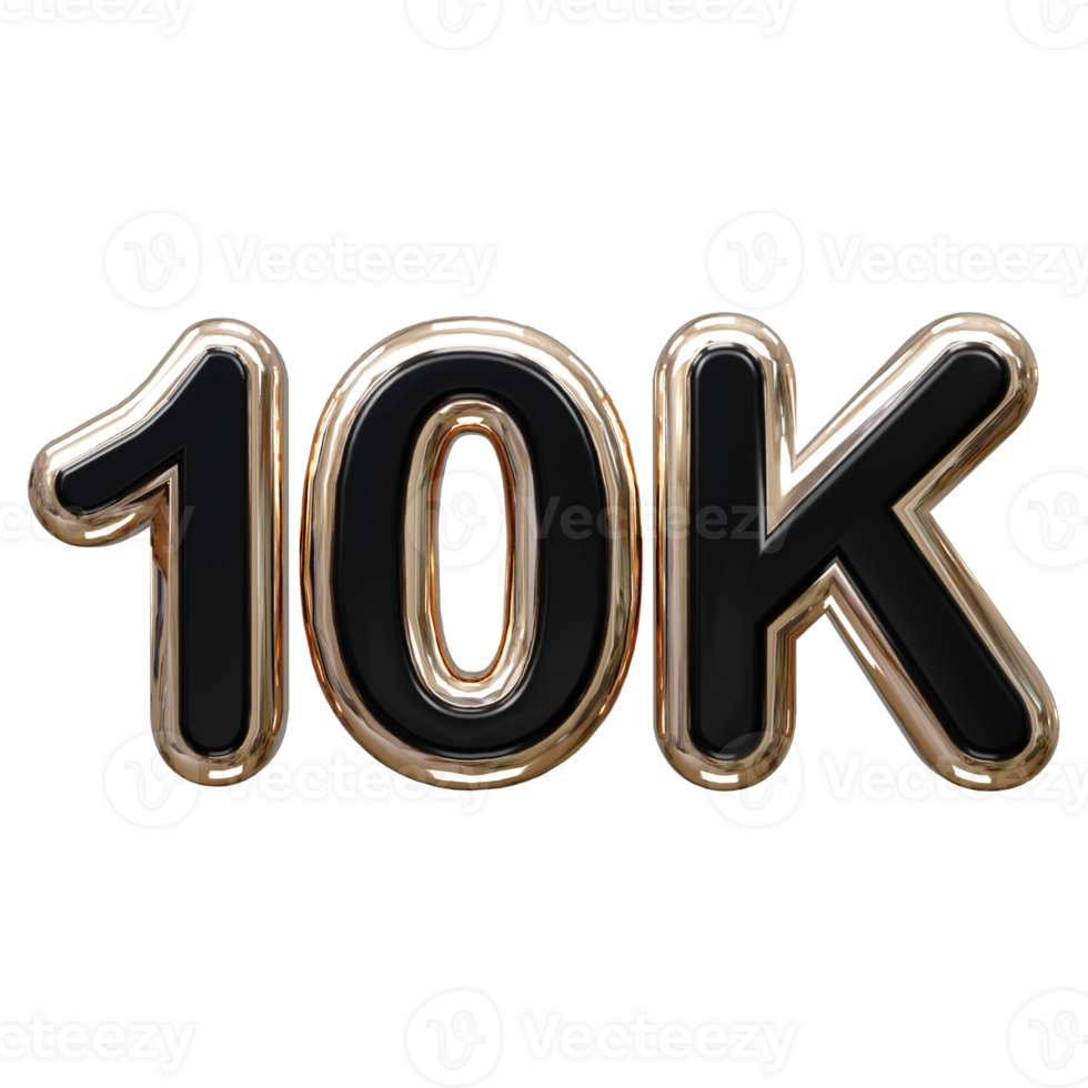 10k text effect 3d rendering illustration element png