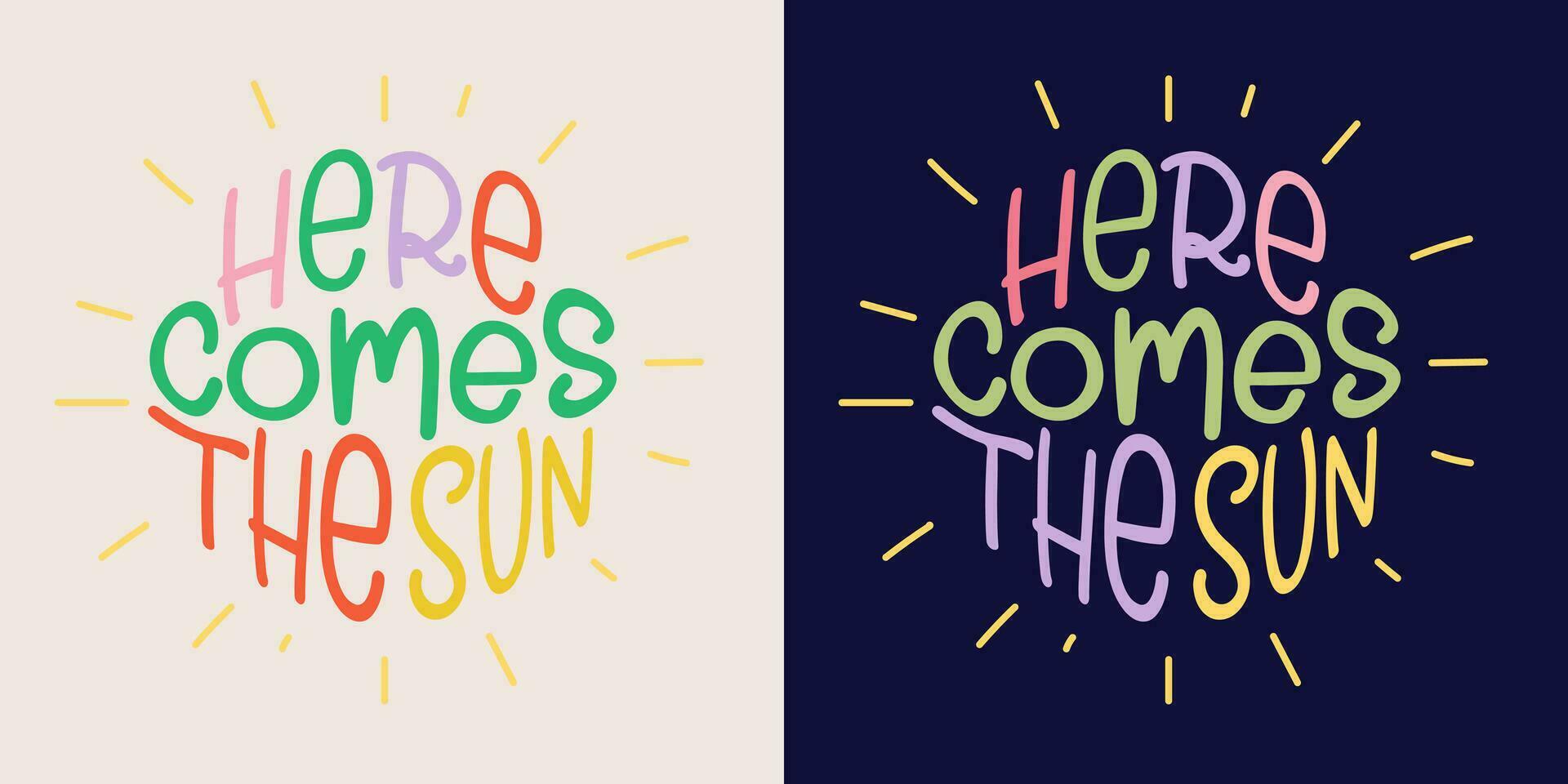 Here comes the sun. Trendy groovy print design for posters, cards. vector