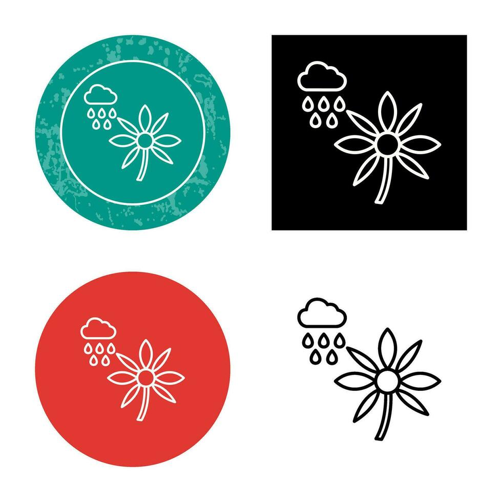 Flower with rain Vector Icon