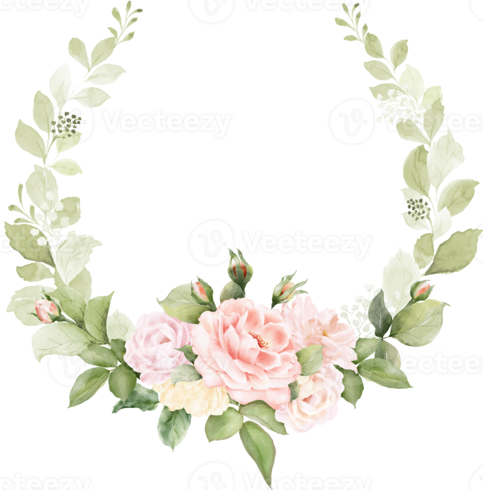 Watercolor Flower Wreath Frame png