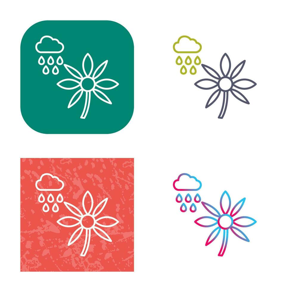 Flower with rain Vector Icon