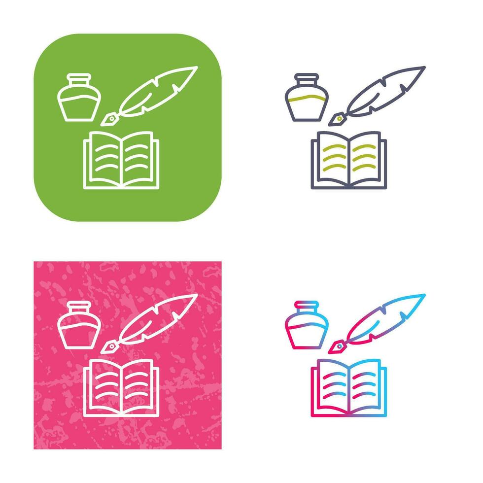 Unique Quill and Book Vector Icon