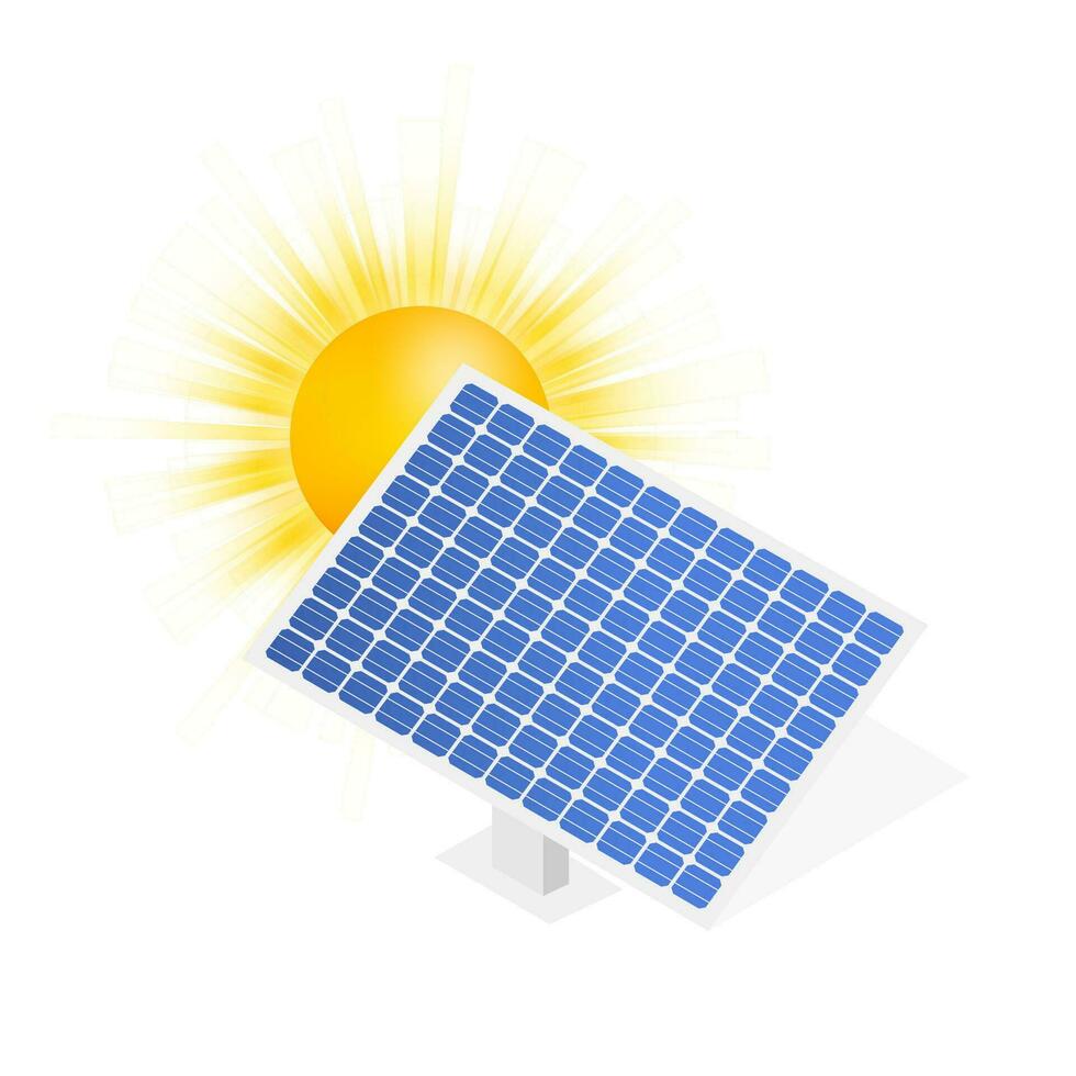 Highly Detailed Solar Panel. Modern Alternative Eco Green Energy. Vector stock illustration