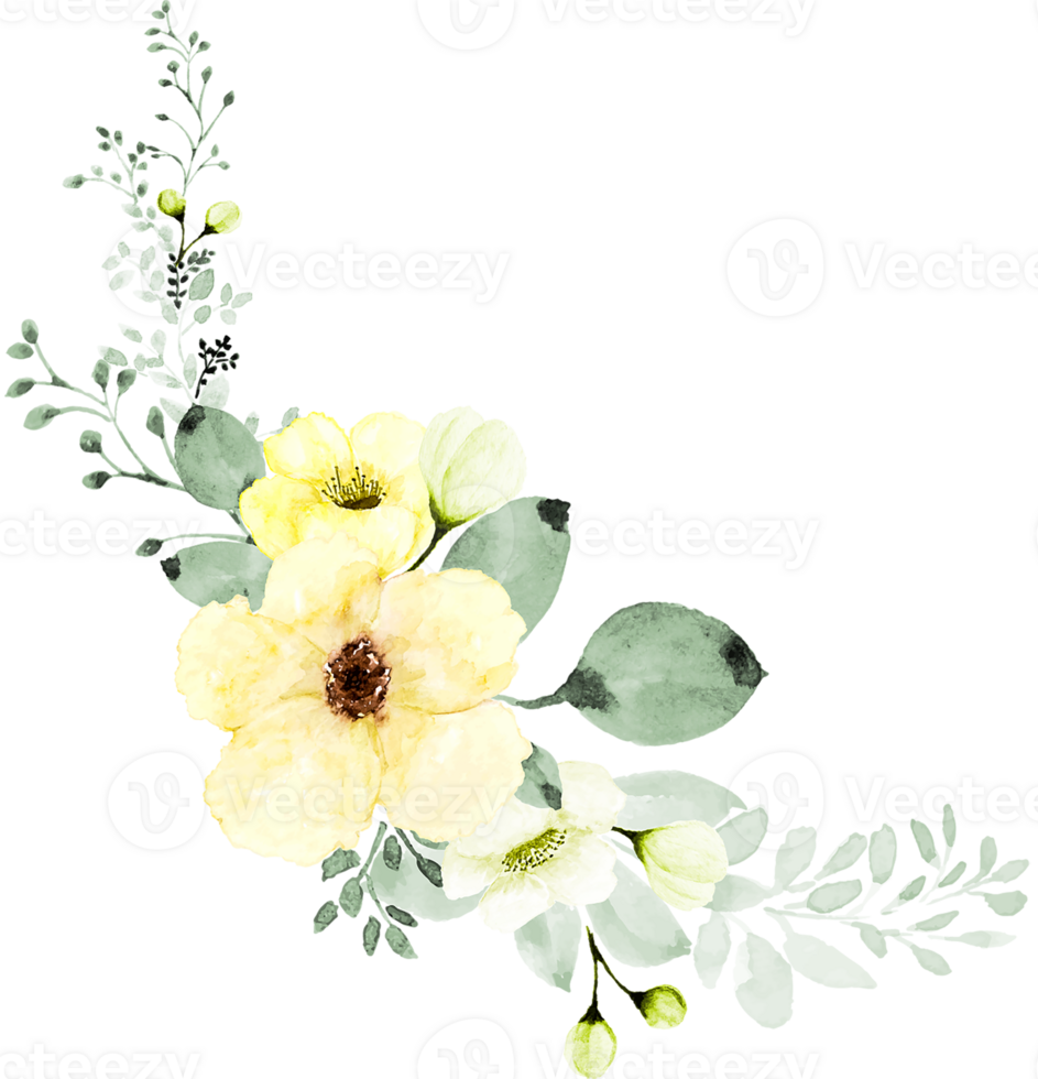 Watercolor Yellow Flowers Bouquet png