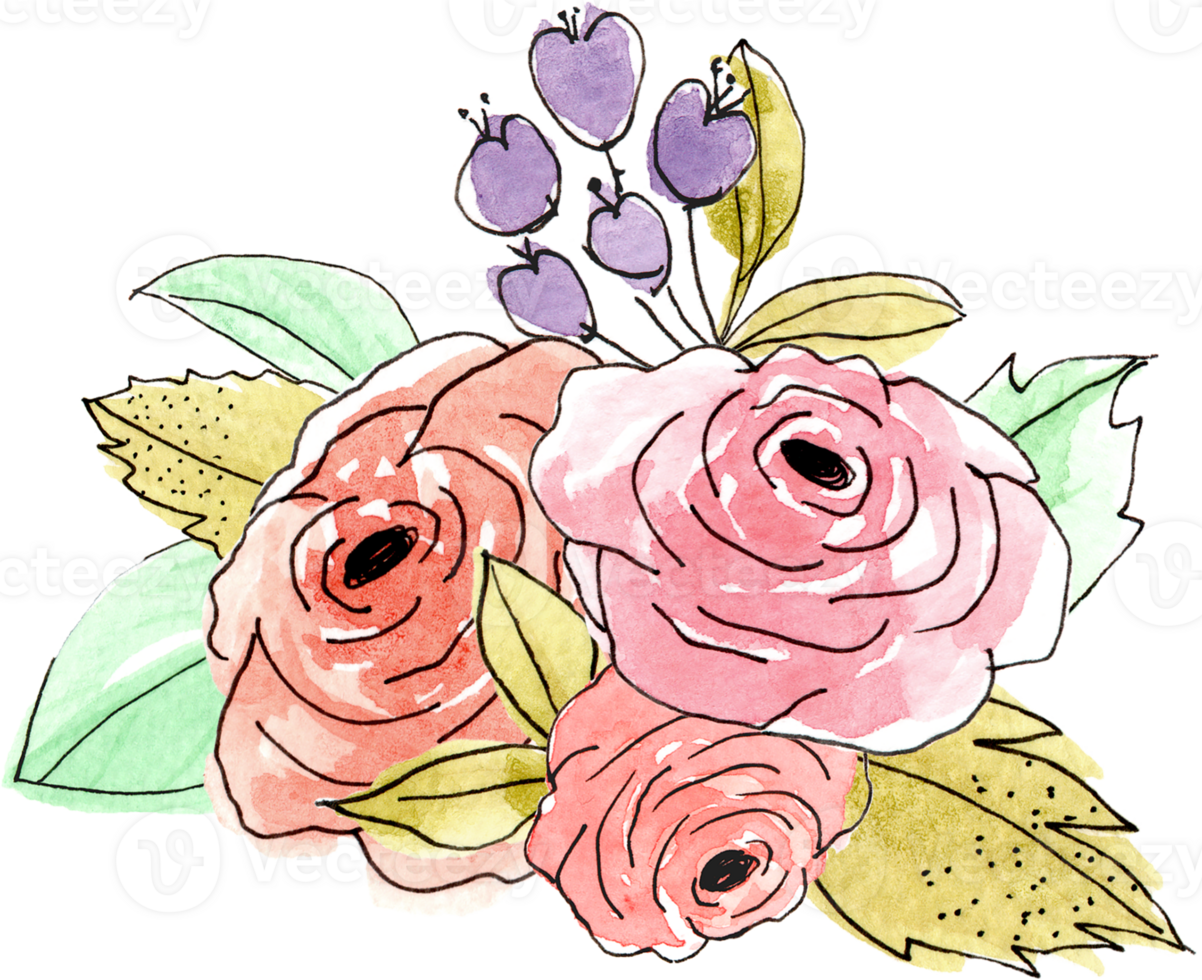 colorful-cute-floral-watercolor-29955388-png