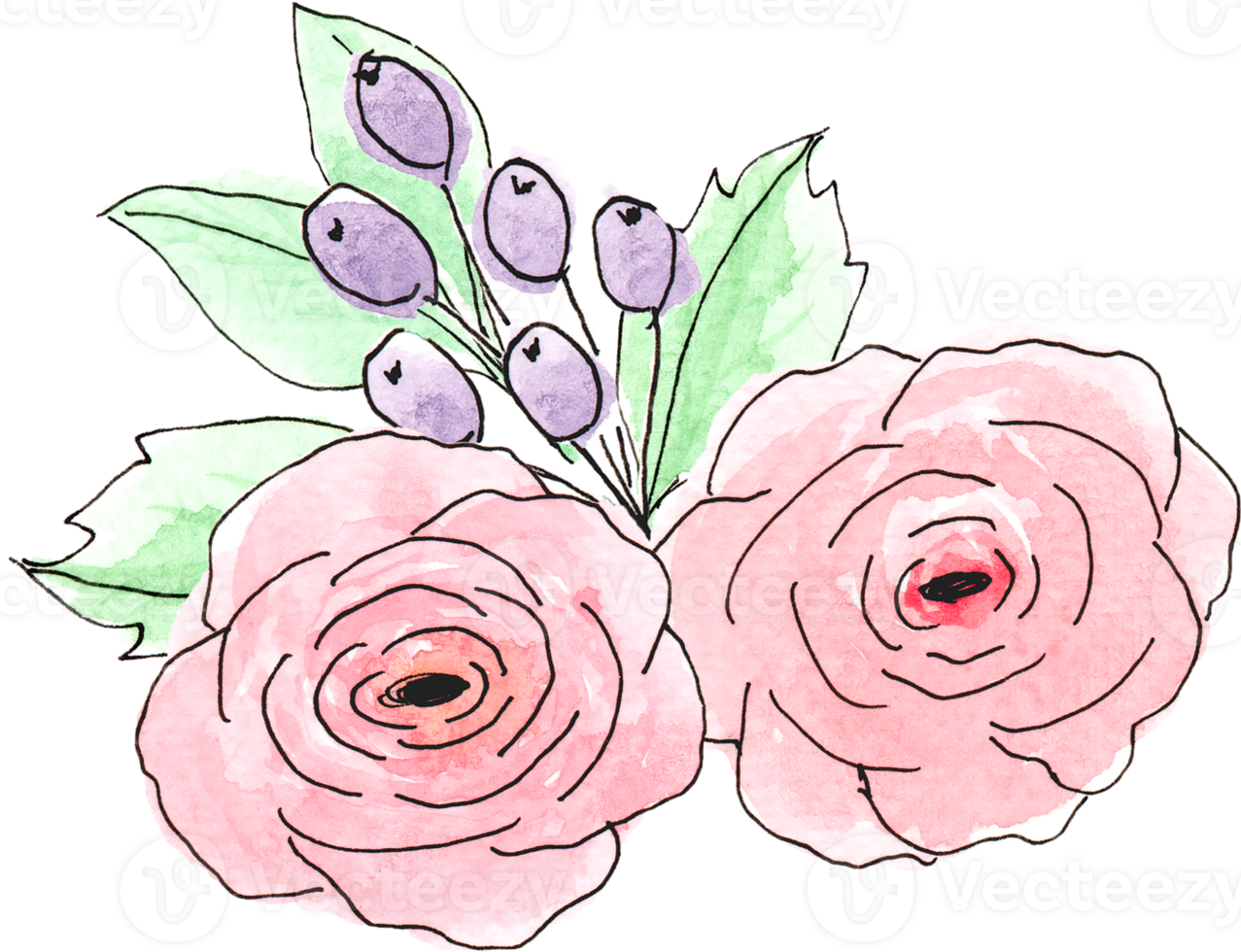 colorful-cute-floral-watercolor-29955403-png