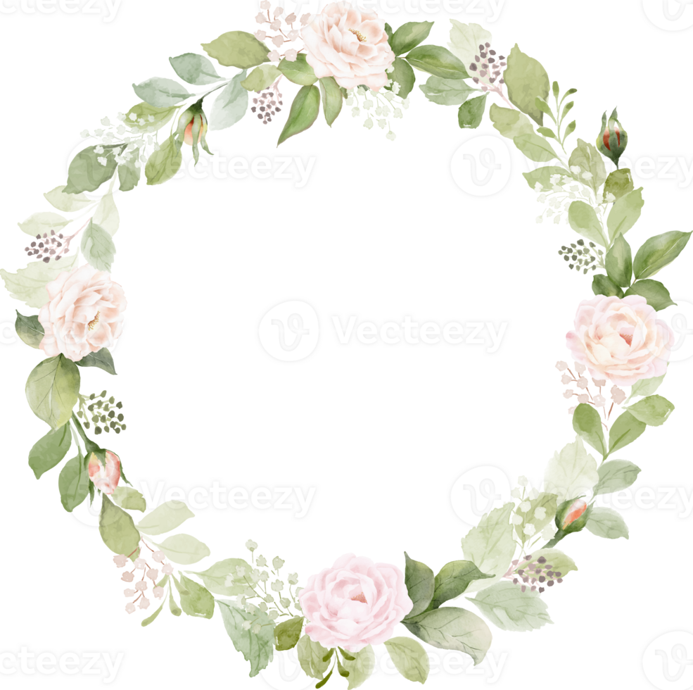 Watercolor Flower Wreath Frame png
