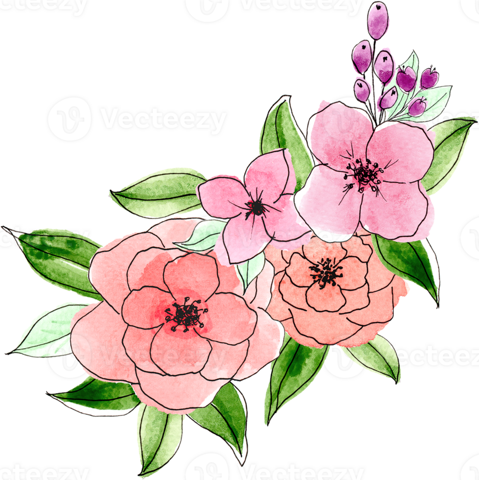 colorful-cute-floral-watercolor-29955856-png