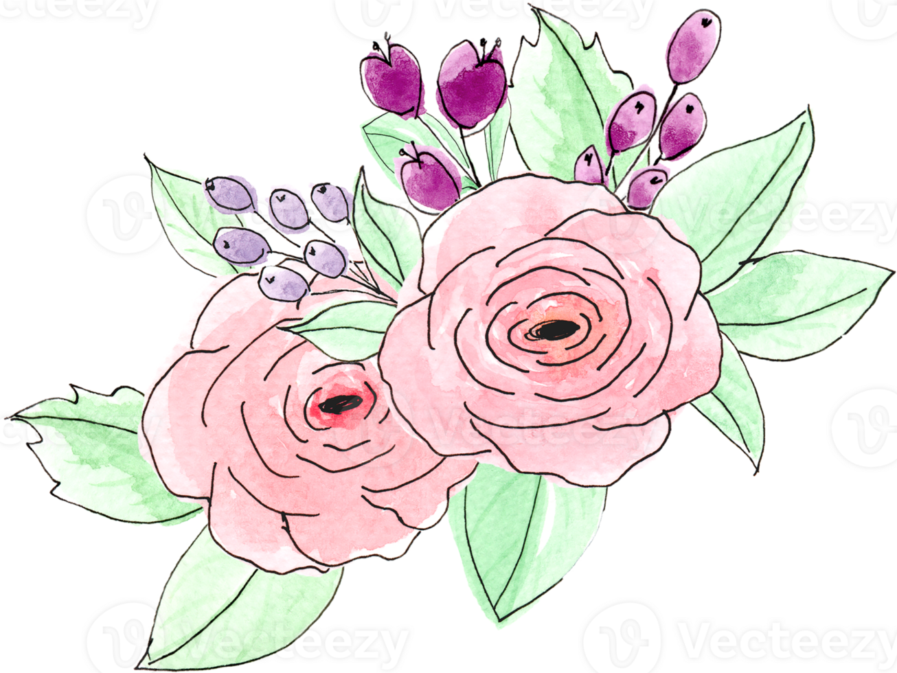 colorful-cute-floral-watercolor-29955913-png