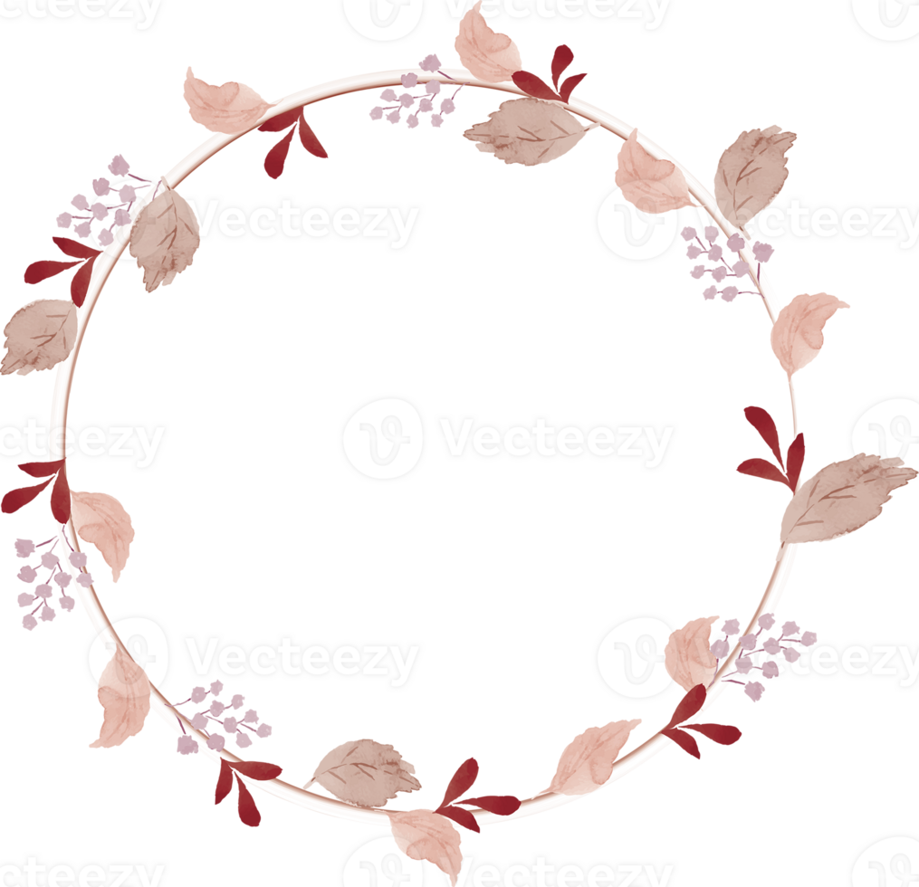 Leaves Watercolor Wreaths Frame png
