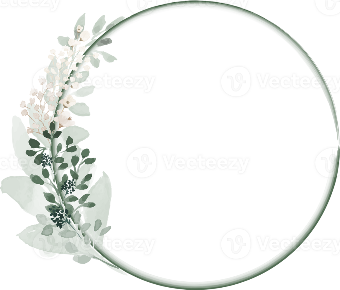 Watercolor Leaves Wreaths Frame png