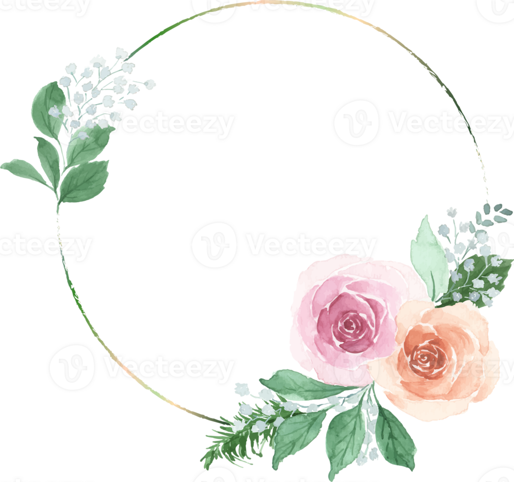 Watercolor Rose Wreath png