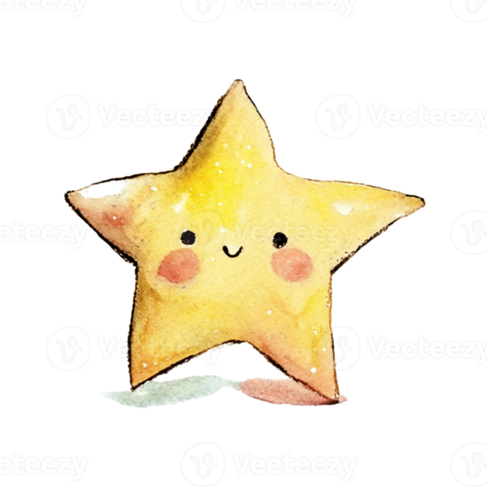 Star Yellow Cartoon AI Generative png