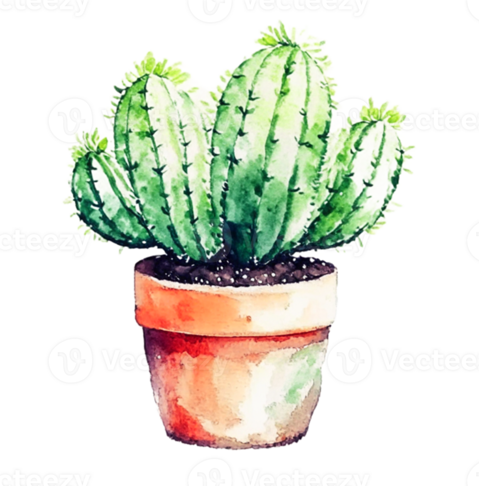 Cactus Pot Flower AI Generative png