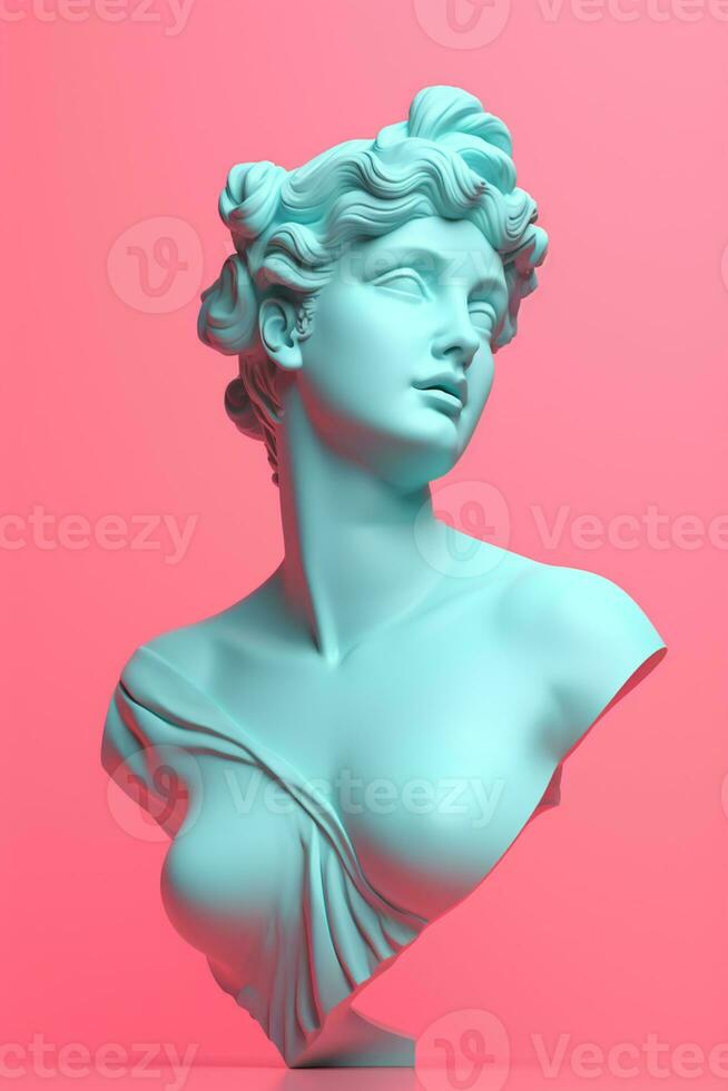 Greek sculpture on a pastel background. Antique bust of the women photo