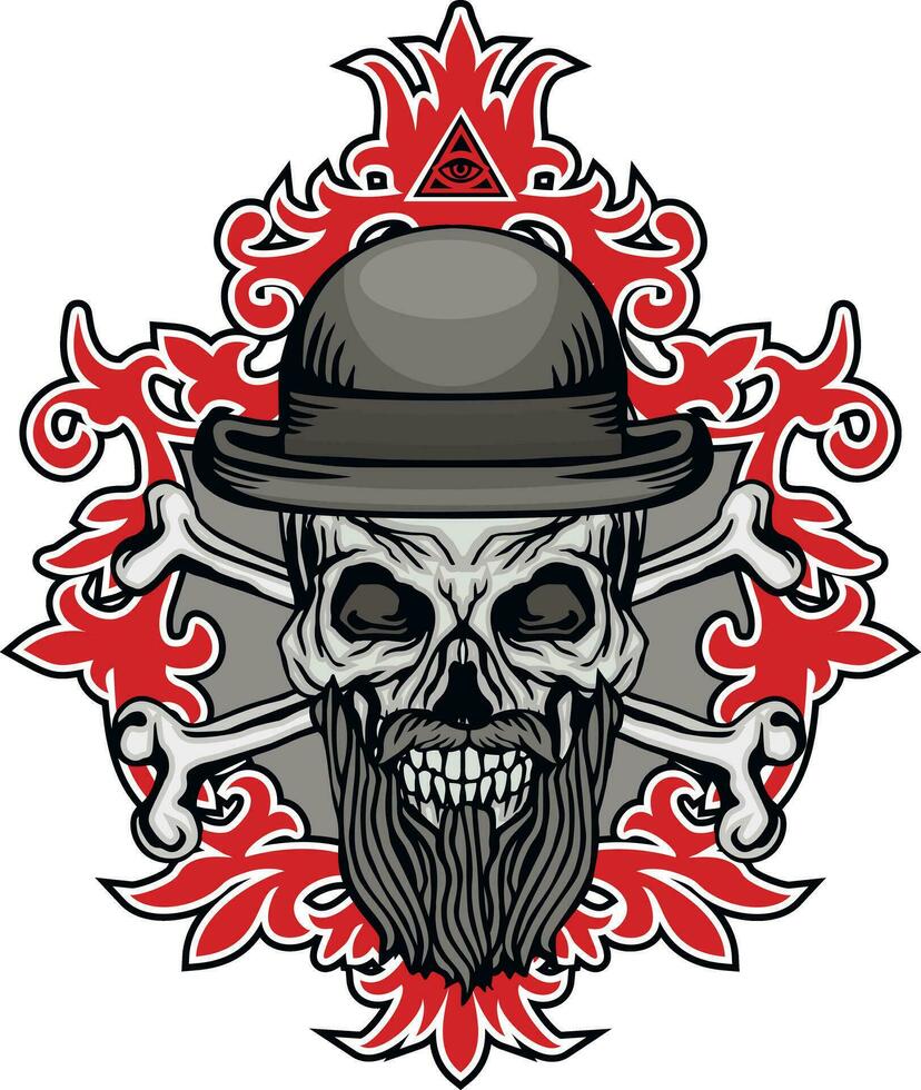 Gothic sign with skull, grunge vintage design t shirts vector