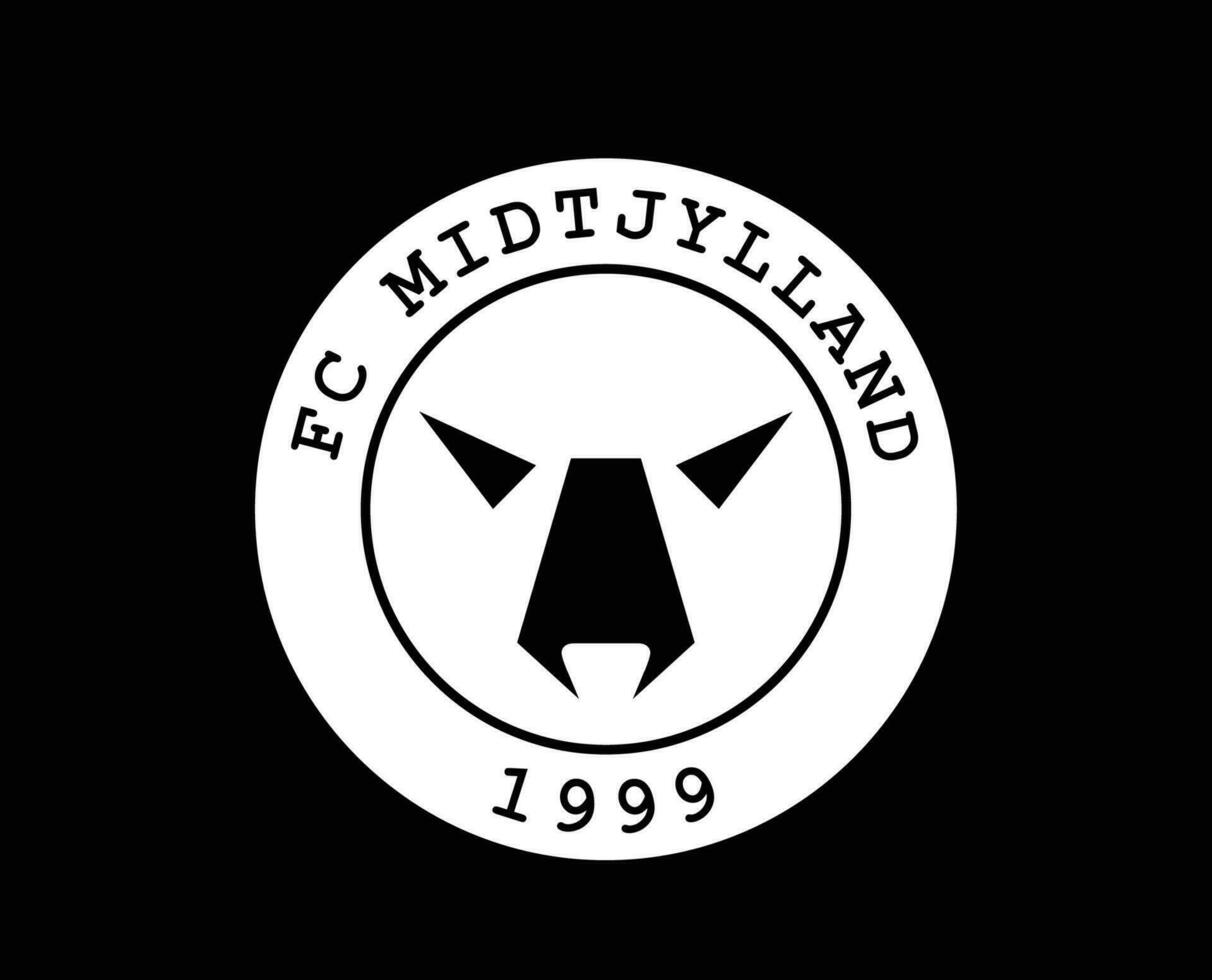 FC Midtjylland Club Logo Symbol White Denmark League Football Abstract Design Vector Illustration With Black Background