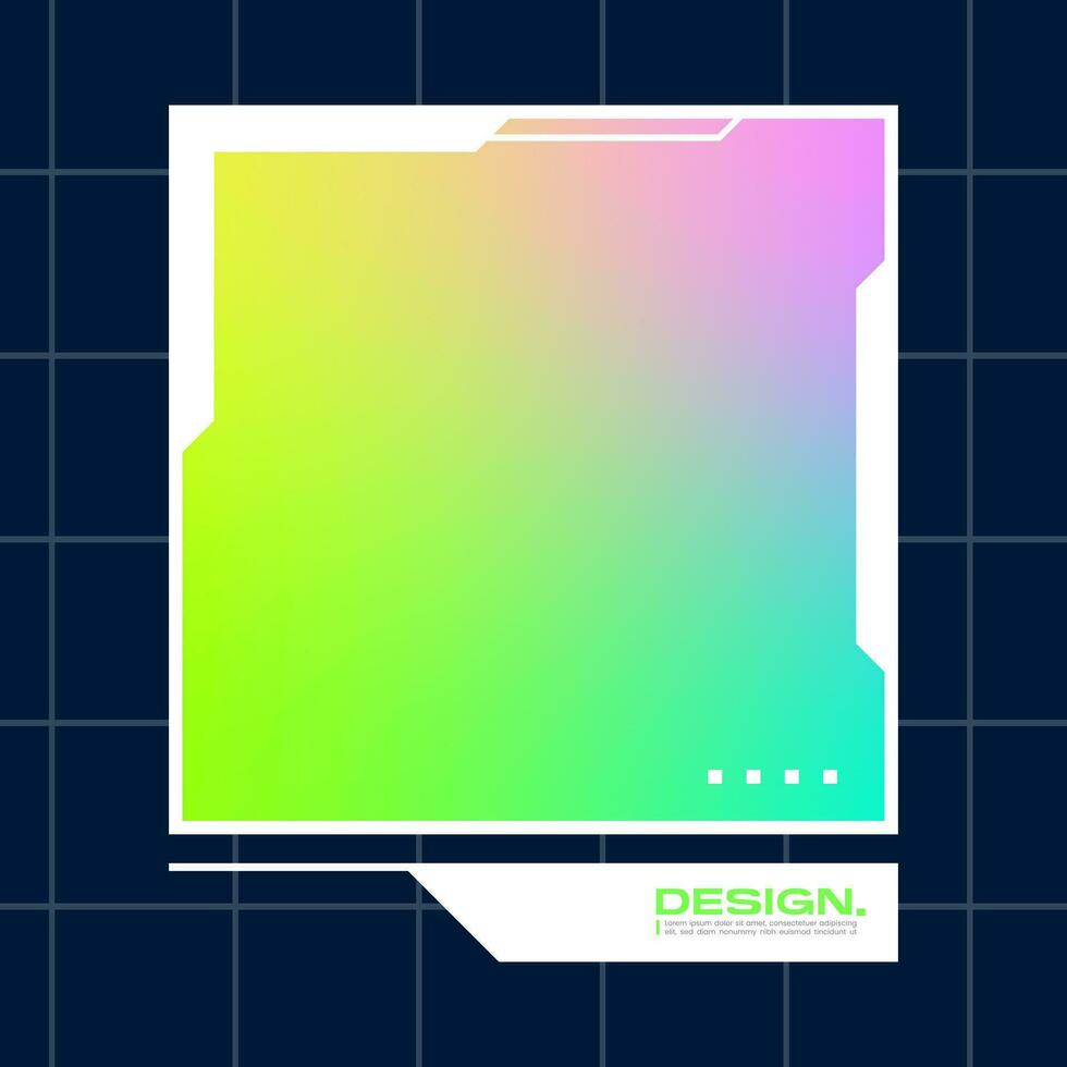 Futuristic square gradient background. Social media frame vector illustration.