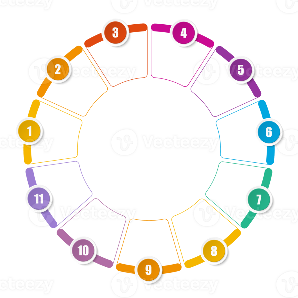 Infographic with 11 steps, process or options. png