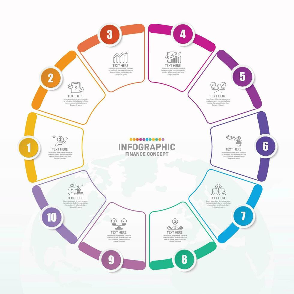 Infographic with 10 steps, process or options. vector