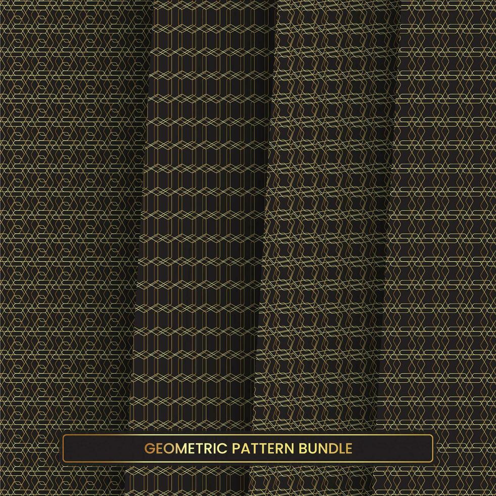 Golden creative pattern set with abstract line vector