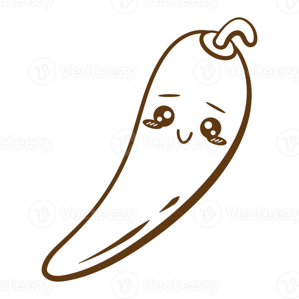 Smile Face Chili Set Face Vegetable Line Style png