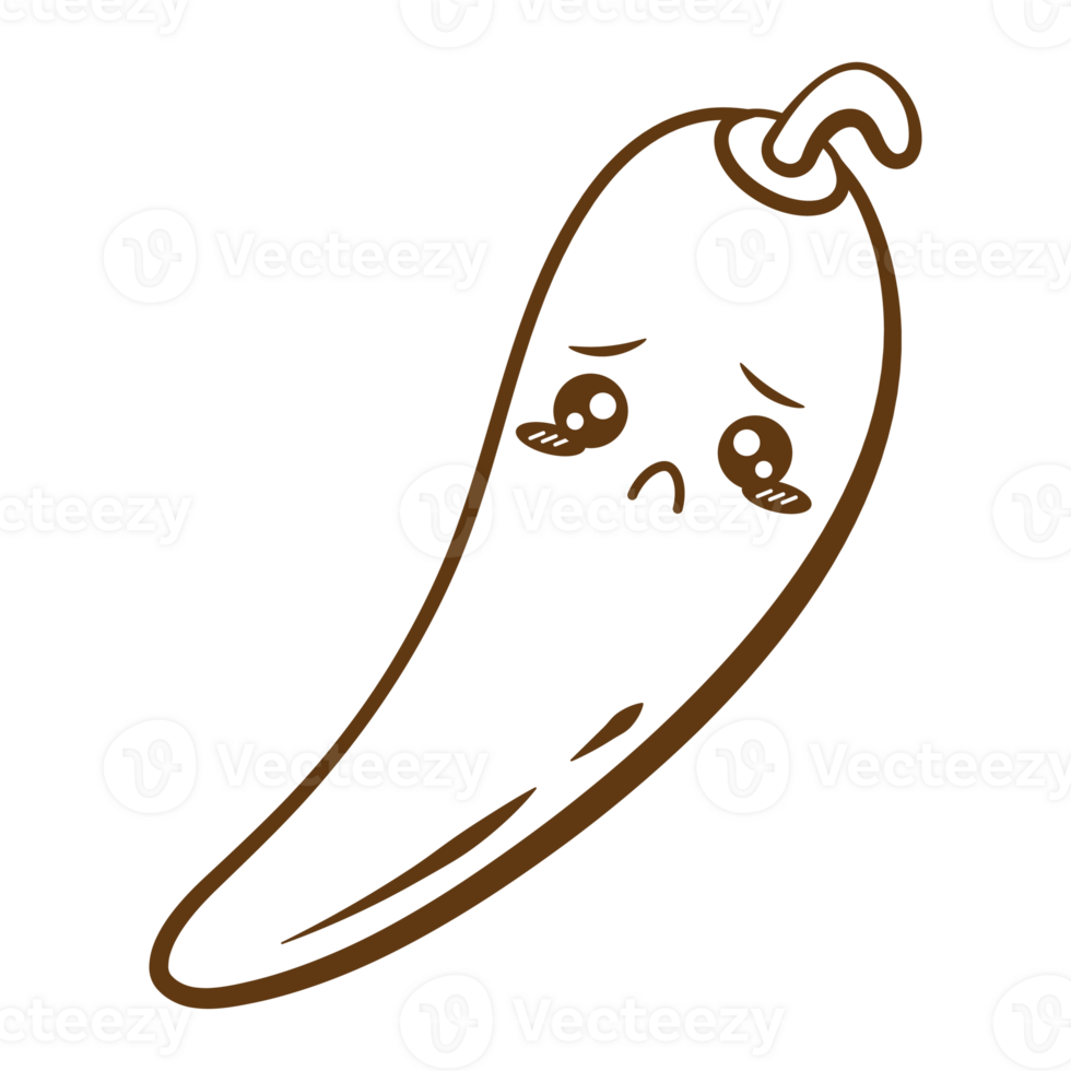 Sad Face Chili Set Face Vegetable Line Style png