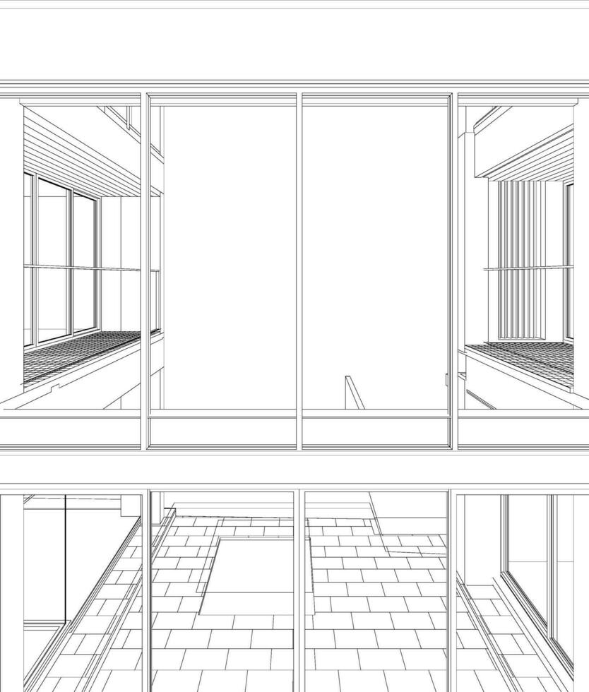 3D illustration of building project vector