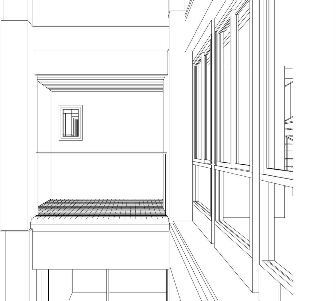 3D illustration of building project vector