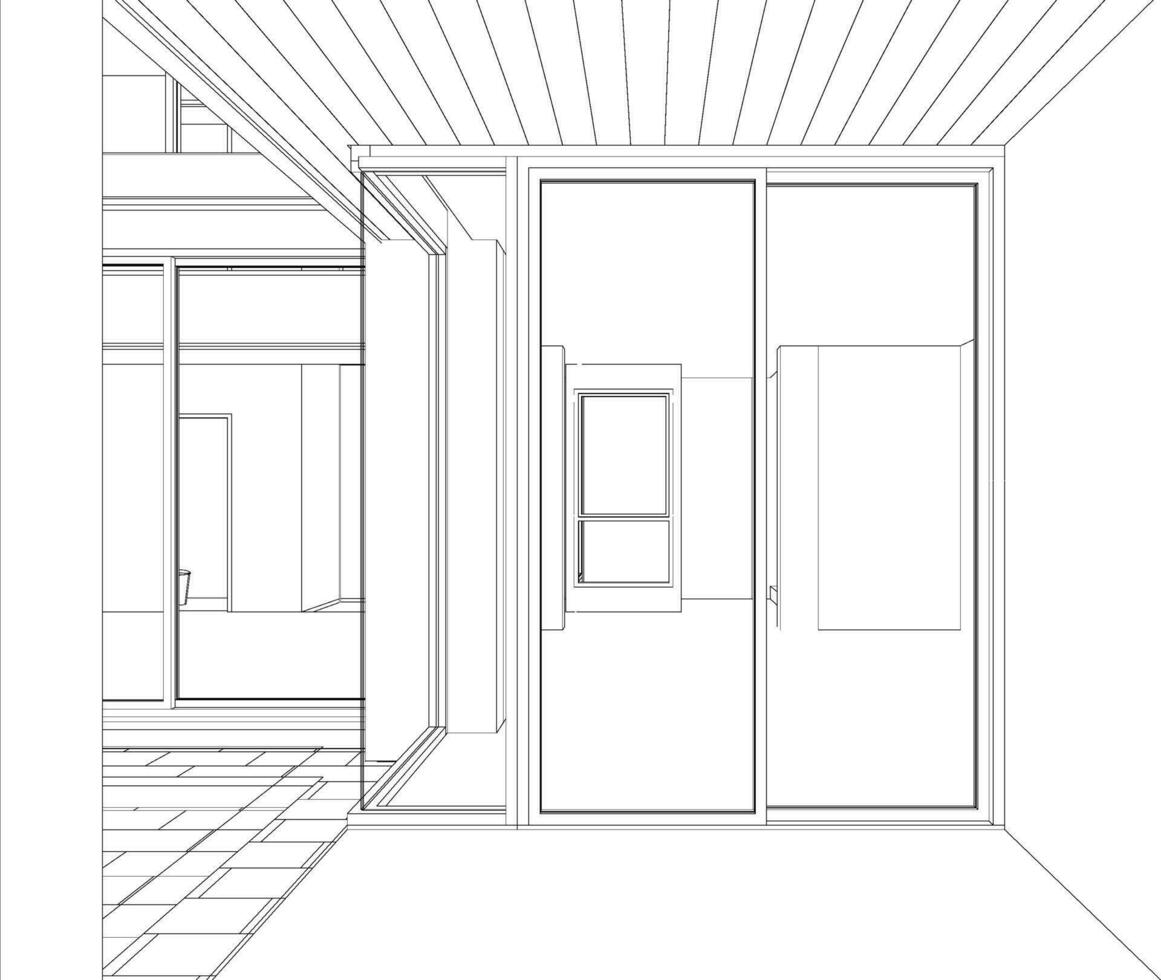 3D illustration of building project vector