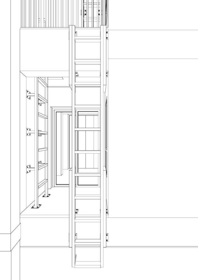 3D illustration of building project vector