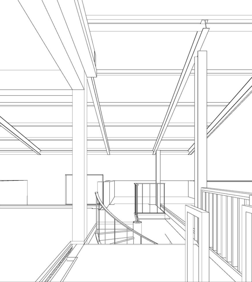 3D illustration of building project vector