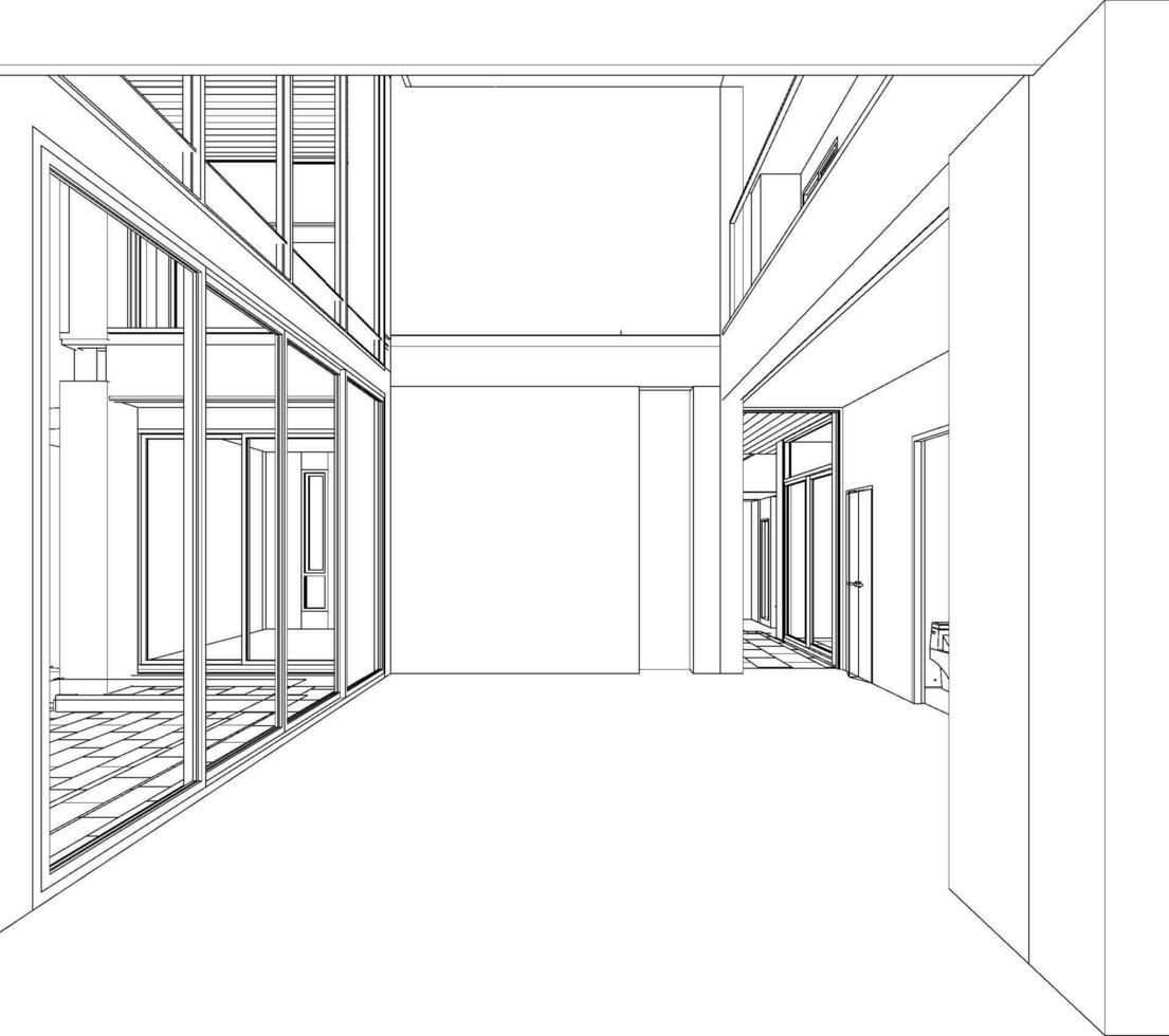 3D illustration of building project vector
