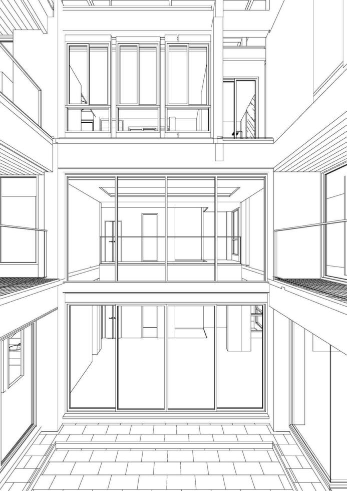 3D illustration of building project vector