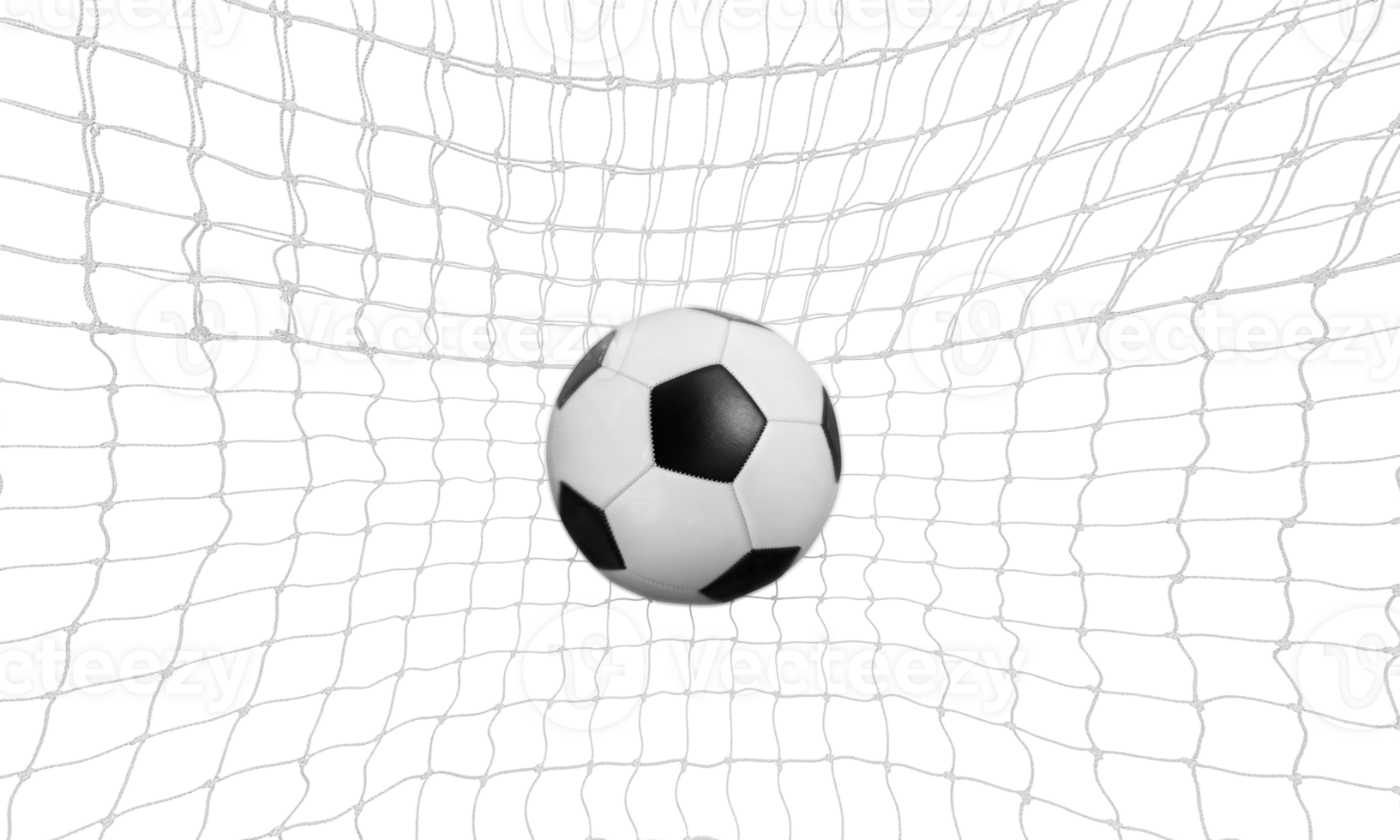 Soccer or soccer ball in goal net isolated PNG transparent