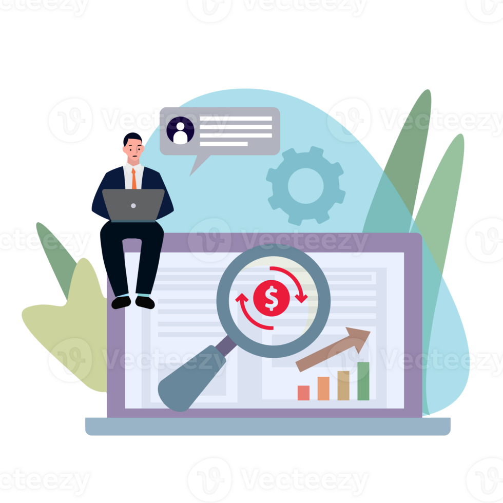 flat design business man working presentation for business and communication concept png