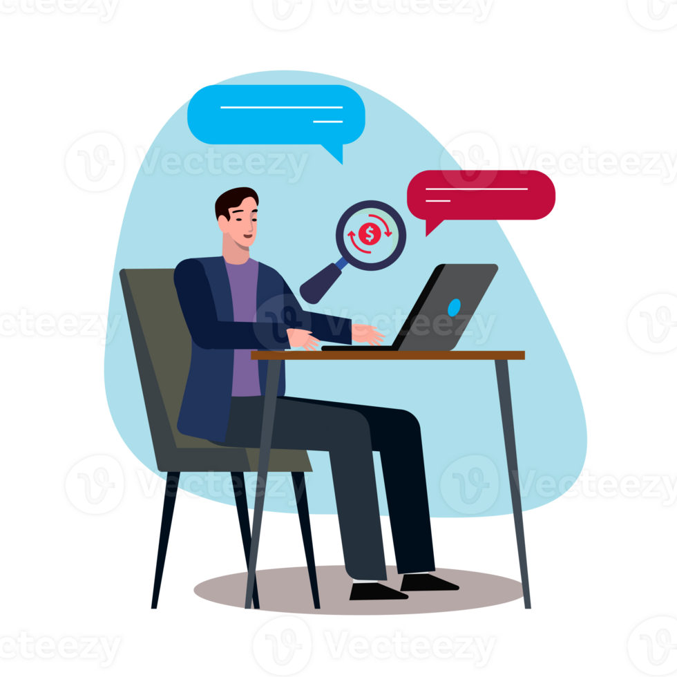 flat design business man working presentation for business and communication concept png