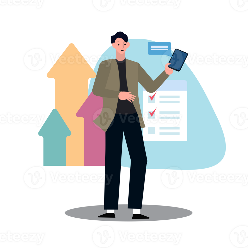 flat design business man working presentation for business and communication concept png