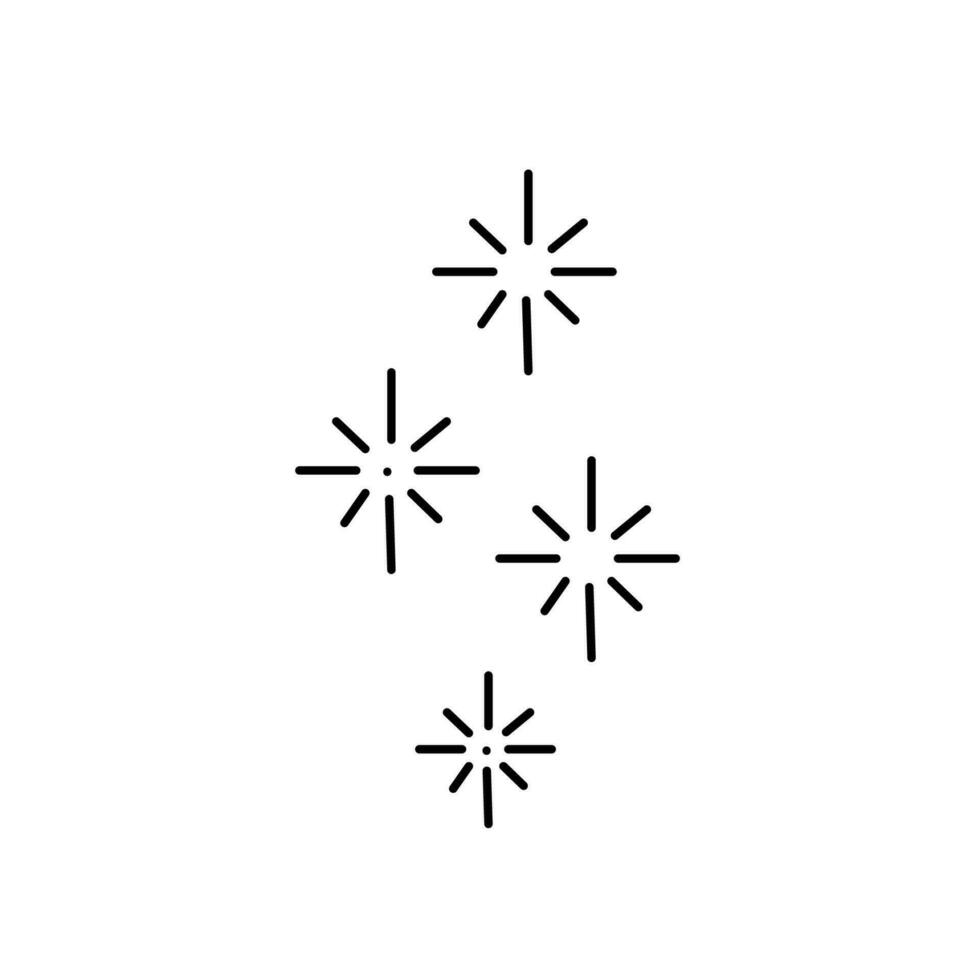 Set of four cute minimalistic sunbursts isolated on white background. Cute doodle hand drawn illustration, fireworks explosion. vector