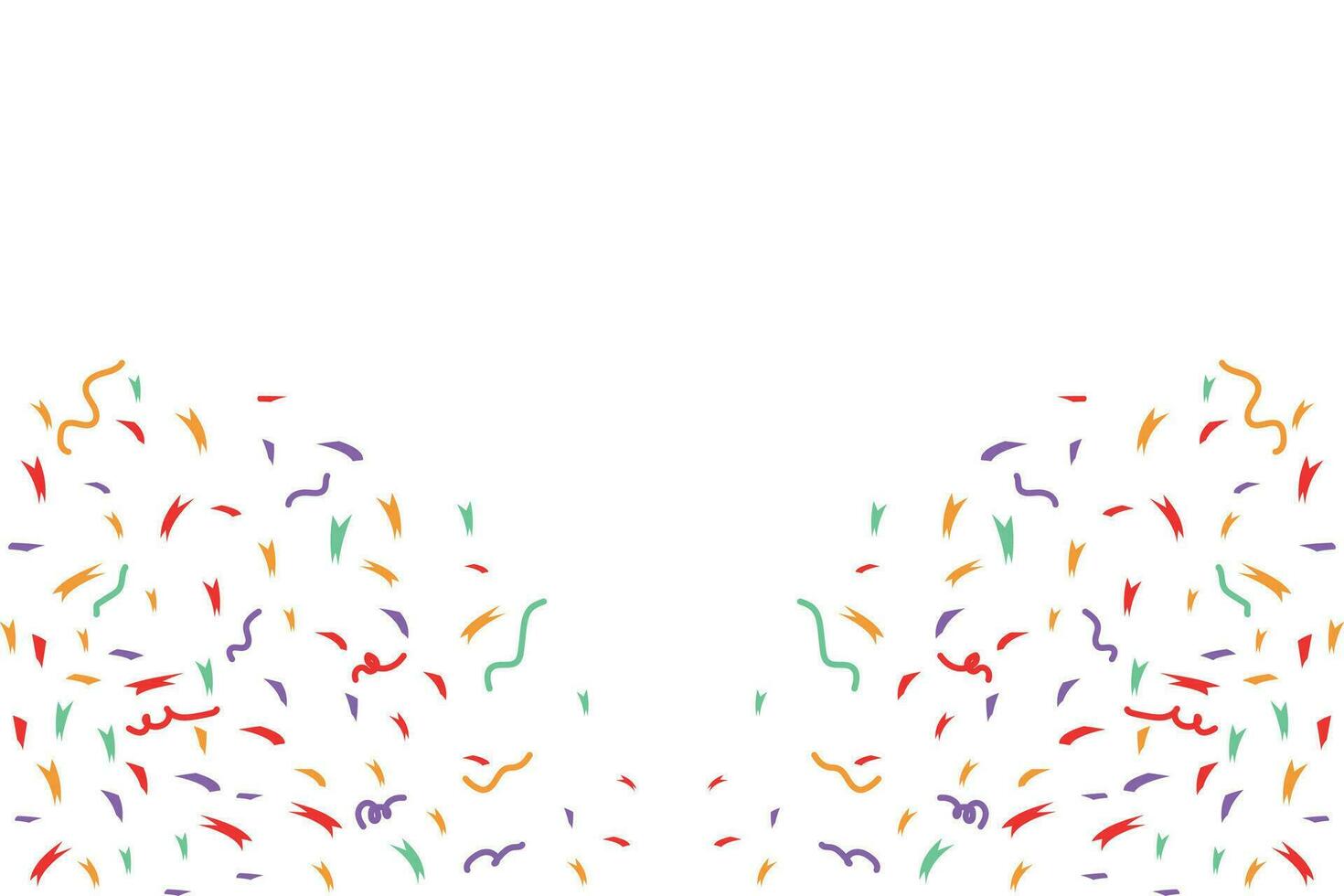 Blank holiday banner with colorful confetti. Background with copy space for birthday, christmas, anniversary. Flat vector cartoon illustration.