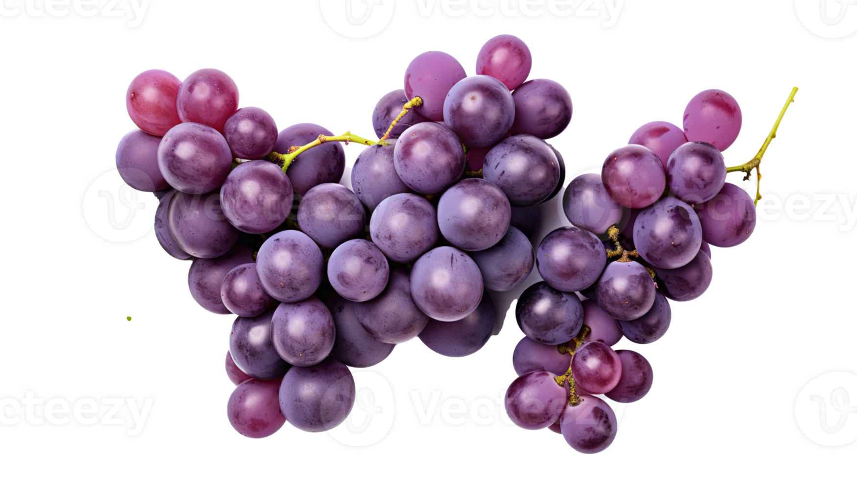 Fresh Grapes Isolated on transparent Background, Vibrant and Juicy Grape Cluster, ai generative png