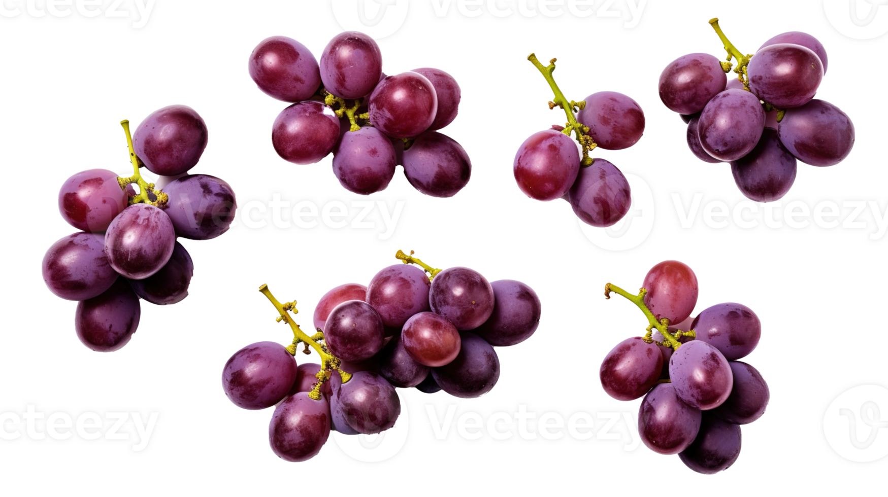 Fresh Grapes Isolated on transparent Background, Vibrant and Juicy Grape Cluster, ai generative png