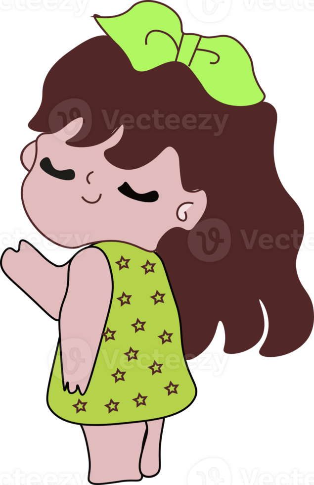 mignonne fille personnage illustration portant vert robe png